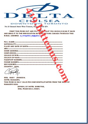 HOTEL APPLICATION FORM FROM DELTA CHELSEA HOTEL